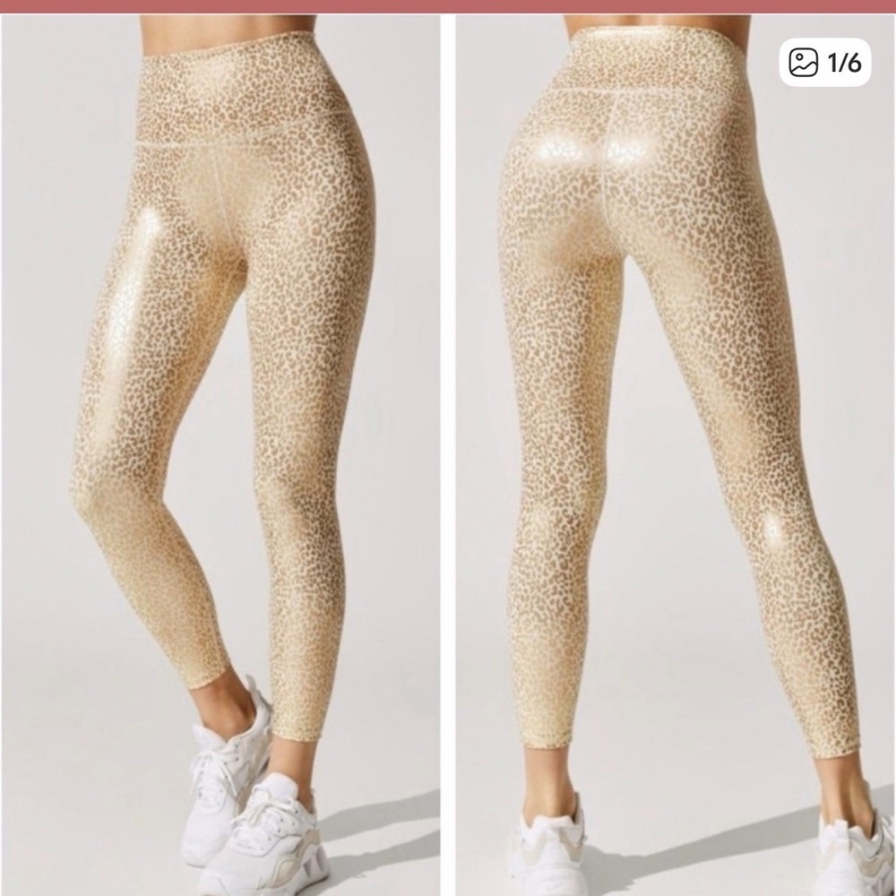 Carbon Gold and Cream Leopard Print Leggings